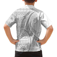 Tokelau White Sunday Family Matching Off The Shoulder Long Sleeve Dress and Hawaiian Shirt Lotu Tamaiti Ngatu Tokelau Feletoa Manulua - Polynesian Pride