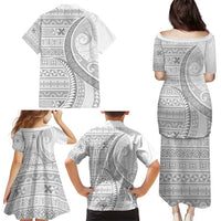 Tokelau White Sunday Family Matching Puletasi and Hawaiian Shirt Lotu Tamaiti Ngatu Tokelau Feletoa Manulua - Polynesian Pride