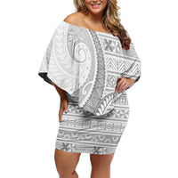 Tokelau White Sunday Off Shoulder Short Dress Lotu Tamaiti Ngatu Tokelau Feletoa Manulua - Polynesian Pride