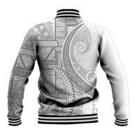 Tonga White Sunday Baseball Jacket Lotu Tamaiti Ngatu Tribal - Polynesian Pride