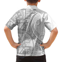 Tonga White Sunday Family Matching Off The Shoulder Long Sleeve Dress and Hawaiian Shirt Lotu Tamaiti Ngatu Tribal - Polynesian Pride