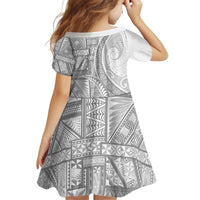 Tonga White Sunday Kid Short Sleeve Dress Lotu Tamaiti Ngatu Tribal - Polynesian Pride