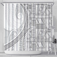 Tonga White Sunday Shower Curtain Lotu Tamaiti Ngatu Tribal - Polynesian Pride