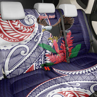 American Samoa Bald Eagle Personalized Back Car Seat Cover Polynesian Teuila Flowers - Polynesian Pride