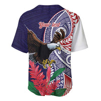 American Samoa Bald Eagle Personalized Baseball Jersey Polynesian Teuila Flowers LT9 - Polynesian Pride