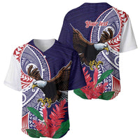 American Samoa Bald Eagle Personalized Baseball Jersey Polynesian Teuila Flowers LT9 - Polynesian Pride