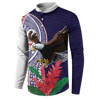 American Samoa Bald Eagle Personalized Button Sweatshirt Polynesian Teuila Flowers LT9 - Polynesian Pride