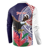 American Samoa Bald Eagle Personalized Button Sweatshirt Polynesian Teuila Flowers LT9 - Polynesian Pride