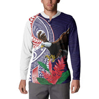 American Samoa Bald Eagle Personalized Button Sweatshirt Polynesian Teuila Flowers LT9 - Polynesian Pride