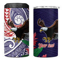 American Samoa Bald Eagle Personalized 4 in 1 Can Cooler Tumbler Polynesian Teuila Flowers LT9 One Size: 16 oz Blue - Polynesian Pride