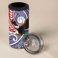 American Samoa Bald Eagle Personalized 4 in 1 Can Cooler Tumbler Polynesian Teuila Flowers LT9 - Polynesian Pride