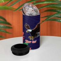 American Samoa Bald Eagle Personalized 4 in 1 Can Cooler Tumbler Polynesian Teuila Flowers LT9 - Polynesian Pride