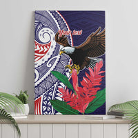 American Samoa Bald Eagle Personalized Canvas Wall Art Polynesian Teuila Flowers LT9 - Polynesian Pride