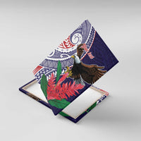 American Samoa Bald Eagle Personalized Canvas Wall Art Polynesian Teuila Flowers LT9 With Frame Blue - Polynesian Pride