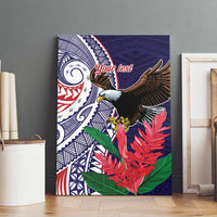 American Samoa Bald Eagle Personalized Canvas Wall Art Polynesian Teuila Flowers LT9 - Polynesian Pride