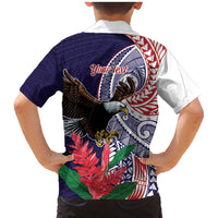American Samoa Bald Eagle Personalized Family Matching Mermaid Dress and Hawaiian Shirt Polynesian Teuila Flowers LT9 - Polynesian Pride