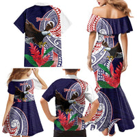 American Samoa Bald Eagle Personalized Family Matching Mermaid Dress and Hawaiian Shirt Polynesian Teuila Flowers LT9 - Polynesian Pride