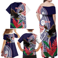 American Samoa Bald Eagle Personalized Family Matching Off Shoulder Maxi Dress and Hawaiian Shirt Polynesian Teuila Flowers LT9 - Polynesian Pride