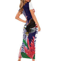American Samoa Bald Eagle Personalized Family Matching Short Sleeve Bodycon Dress and Hawaiian Shirt Polynesian Teuila Flowers LT9 - Polynesian Pride