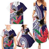 American Samoa Bald Eagle Personalized Family Matching Summer Maxi Dress and Hawaiian Shirt Polynesian Teuila Flowers LT9 - Polynesian Pride