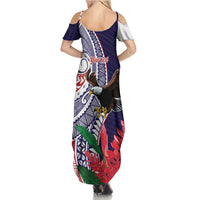 American Samoa Bald Eagle Personalized Family Matching Summer Maxi Dress and Hawaiian Shirt Polynesian Teuila Flowers LT9 - Polynesian Pride