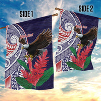 American Samoa Bald Eagle Personalized Garden Flag Polynesian Teuila Flowers LT9 - Polynesian Pride