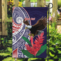 American Samoa Bald Eagle Personalized Garden Flag Polynesian Teuila Flowers LT9 Garden Flag Blue - Polynesian Pride