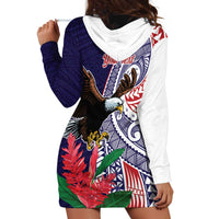 American Samoa Bald Eagle Personalized Hoodie Dress Polynesian Teuila Flowers LT9 - Polynesian Pride