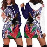 American Samoa Bald Eagle Personalized Hoodie Dress Polynesian Teuila Flowers LT9 - Polynesian Pride