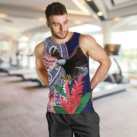 American Samoa Bald Eagle Personalized Men Tank Top Polynesian Teuila Flowers LT9 Blue - Polynesian Pride