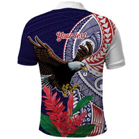 American Samoa Bald Eagle Personalized Polo Shirt Polynesian Teuila Flowers LT9 - Polynesian Pride