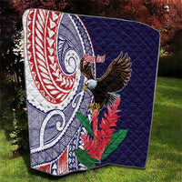 American Samoa Bald Eagle Personalized Quilt Polynesian Teuila Flowers LT9 - Polynesian Pride