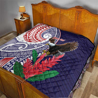 American Samoa Bald Eagle Personalized Quilt Polynesian Teuila Flowers LT9 - Polynesian Pride