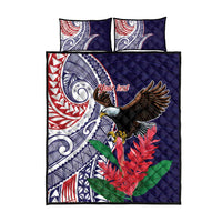 American Samoa Bald Eagle Personalized Quilt Bed Set Polynesian Teuila Flowers LT9 - Polynesian Pride