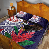 American Samoa Bald Eagle Personalized Quilt Bed Set Polynesian Teuila Flowers LT9 - Polynesian Pride