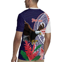 American Samoa Bald Eagle Personalized Rugby Jersey Polynesian Teuila Flowers LT9 - Polynesian Pride