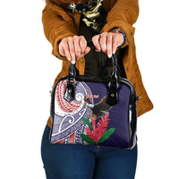 American Samoa Bald Eagle Personalized Shoulder Handbag Polynesian Teuila Flowers - Polynesian Pride