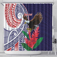 American Samoa Bald Eagle Personalized Shower Curtain Polynesian Teuila Flowers LT9 - Polynesian Pride