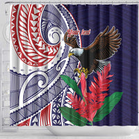 American Samoa Bald Eagle Personalized Shower Curtain Polynesian Teuila Flowers LT9 - Polynesian Pride