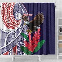 American Samoa Bald Eagle Personalized Shower Curtain Polynesian Teuila Flowers LT9 - Polynesian Pride