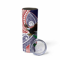 American Samoa Bald Eagle Personalized Skinny Tumbler Polynesian Teuila Flowers LT9 - Polynesian Pride