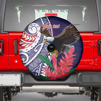 American Samoa Bald Eagle Personalized Spare Tire Cover Polynesian Teuila Flowers - Polynesian Pride