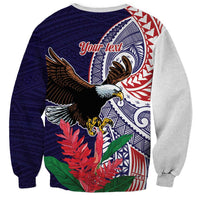 American Samoa Bald Eagle Personalized Sweatshirt Polynesian Teuila Flowers LT9 - Polynesian Pride