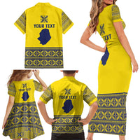 Niue Crab Personalised Family Matching Short Sleeve Bodycon Dress and Hawaiian Shirt Niuean Hiapo Pattern - Polynesian Pride