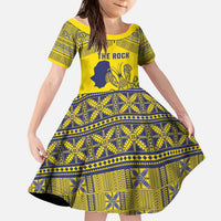 Niue Crab Personalised Kid Short Sleeve Dress Niuean Hiapo Pattern LT9 KID Gold - Polynesian Pride
