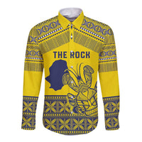 Niue Crab Personalised Long Sleeve Button Shirt Niuean Hiapo Pattern - Polynesian Pride