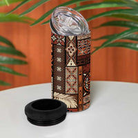 Vintage Samoa Siapo Mamanu 4 in 1 Can Cooler Tumbler Brown Samoan Tapa Motif LT9 - Polynesian Pride
