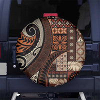 Vintage Samoa Siapo Mamanu Spare Tire Cover Brown Samoan Tapa Motif - Polynesian Pride