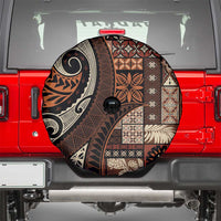 Vintage Samoa Siapo Mamanu Spare Tire Cover Brown Samoan Tapa Motif - Polynesian Pride