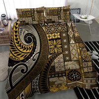 Vintage Samoa Siapo Mamanu Bedding Set Gold Samoan Tapa Motif - Polynesian Pride